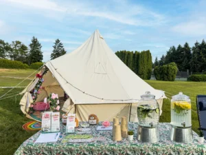 Happy Yarvi Recharge and Refresh festival bell tent rental in Washington
