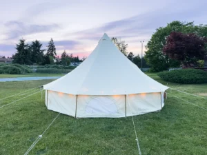 Happy Yarvi glamping canvas bell tent rental in Washington